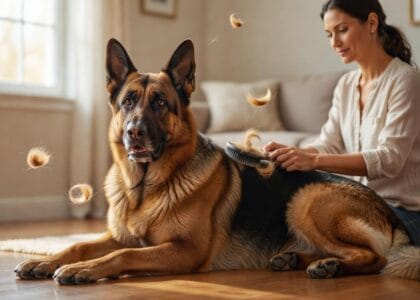 Sprzątanie domu z owczarkiem niemieckim w okresie linienia