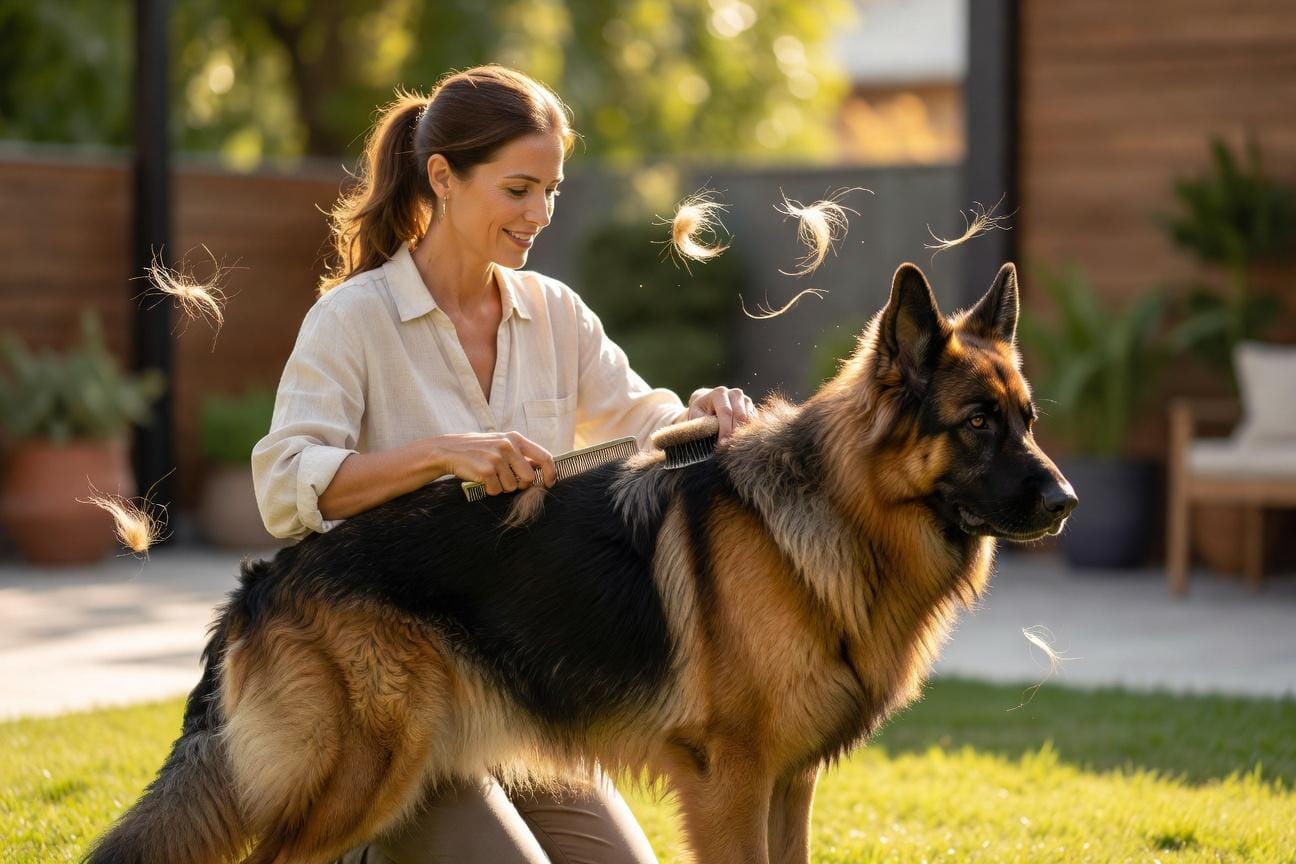 Sprzątanie domu z owczarkiem niemieckim w okresie linienia
